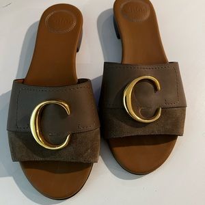 CHLOÉ C Logo Slide Sandal - size 36.5
